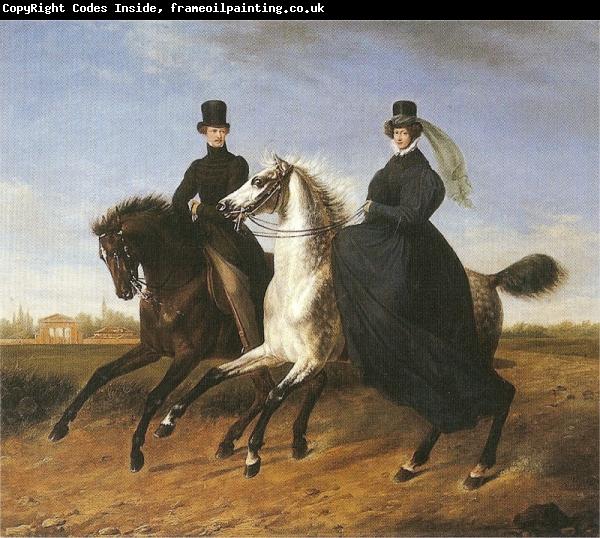 Marie Ellenrieder General Krieg of Hochfelden and his wife on horseback